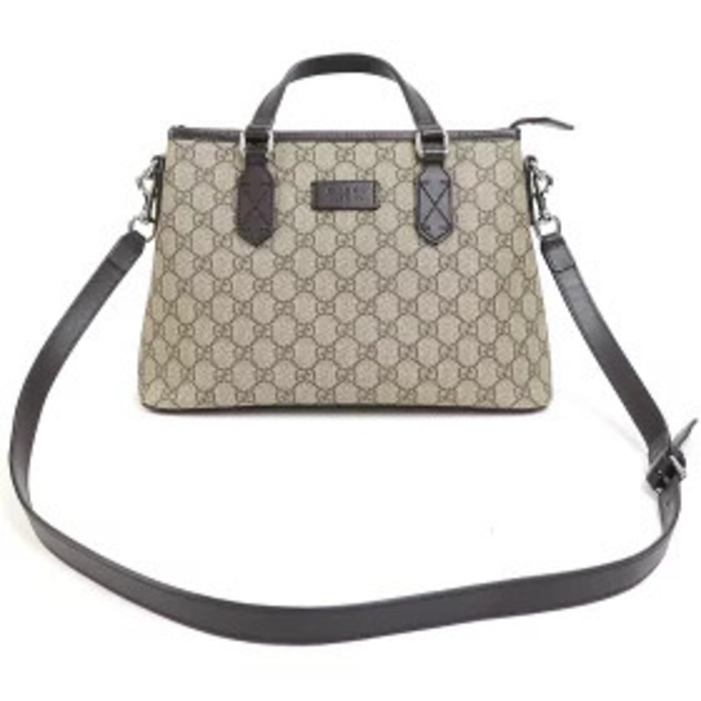 Gucci GG Supreme Canvas Tote Bag Beige Ebony Shoulder Handbag KGDHN - Picture 11 of 13